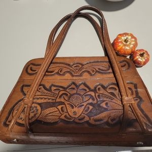 Arpimex Olvara brown leather tooled handbag purse